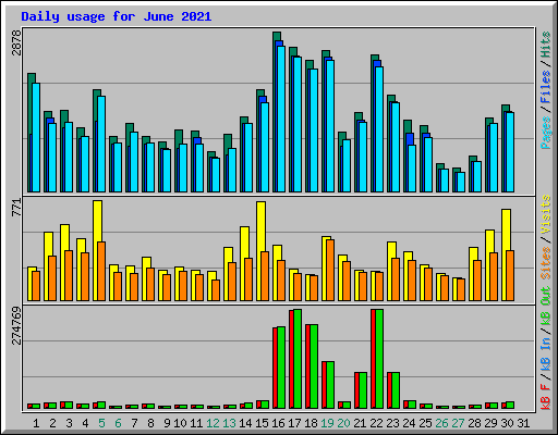 Daily usage for June 2021