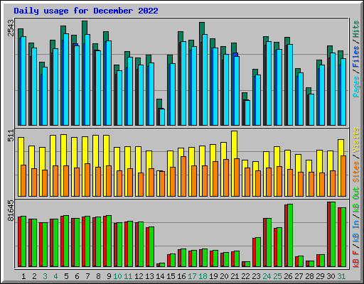 Daily usage for December 2022