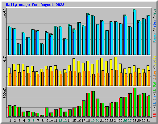 Daily usage for August 2023