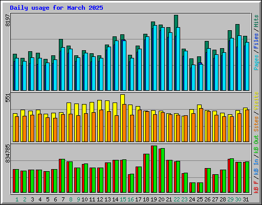 Daily usage for March 2025