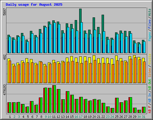 Daily usage for August 2025